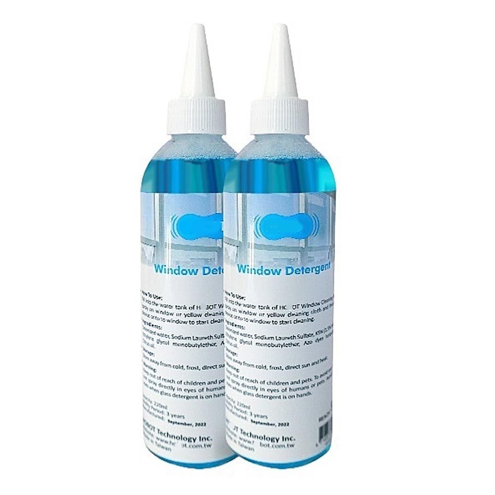 2 botellas de 220 ml de detergente líquido for limpieza de ventanas (compatible con HOBOT 2S/188/188C/198/358/368/R3/S7 PRO/298/388) Accesorios for robots de limpieza de vidrios