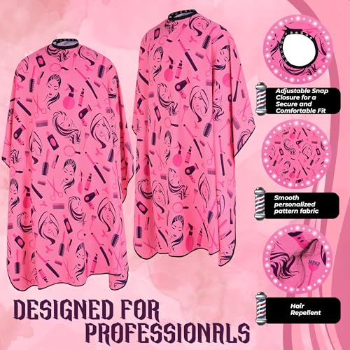 Regale Barber Supply Professional Hairstylist And Shampoo Salon Cape, Waterproof & Stain Resistant Cape, Soft Neckband, Durable & Reusable Client Cover & Comfort Material, Rose Pink - Thumbnail 3