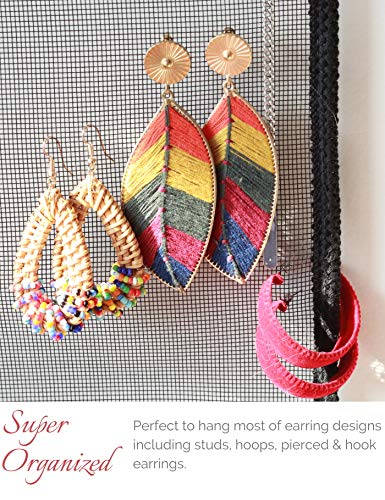 Earring Organizer Wall Monut, Display Hanging Jewelry Organizer for Studs Dangle Earrings and Necklaces Holder Rack for Women Girl Gift