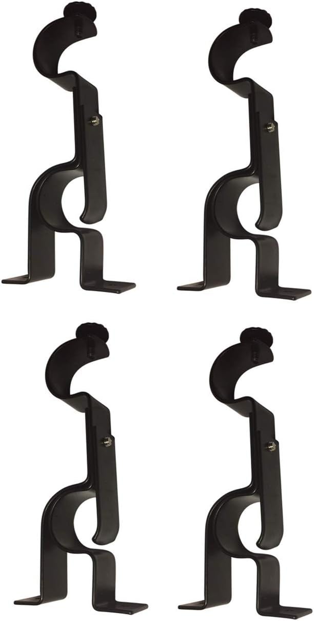 Double Curtain Rod Brackets (Set of 4, Black)