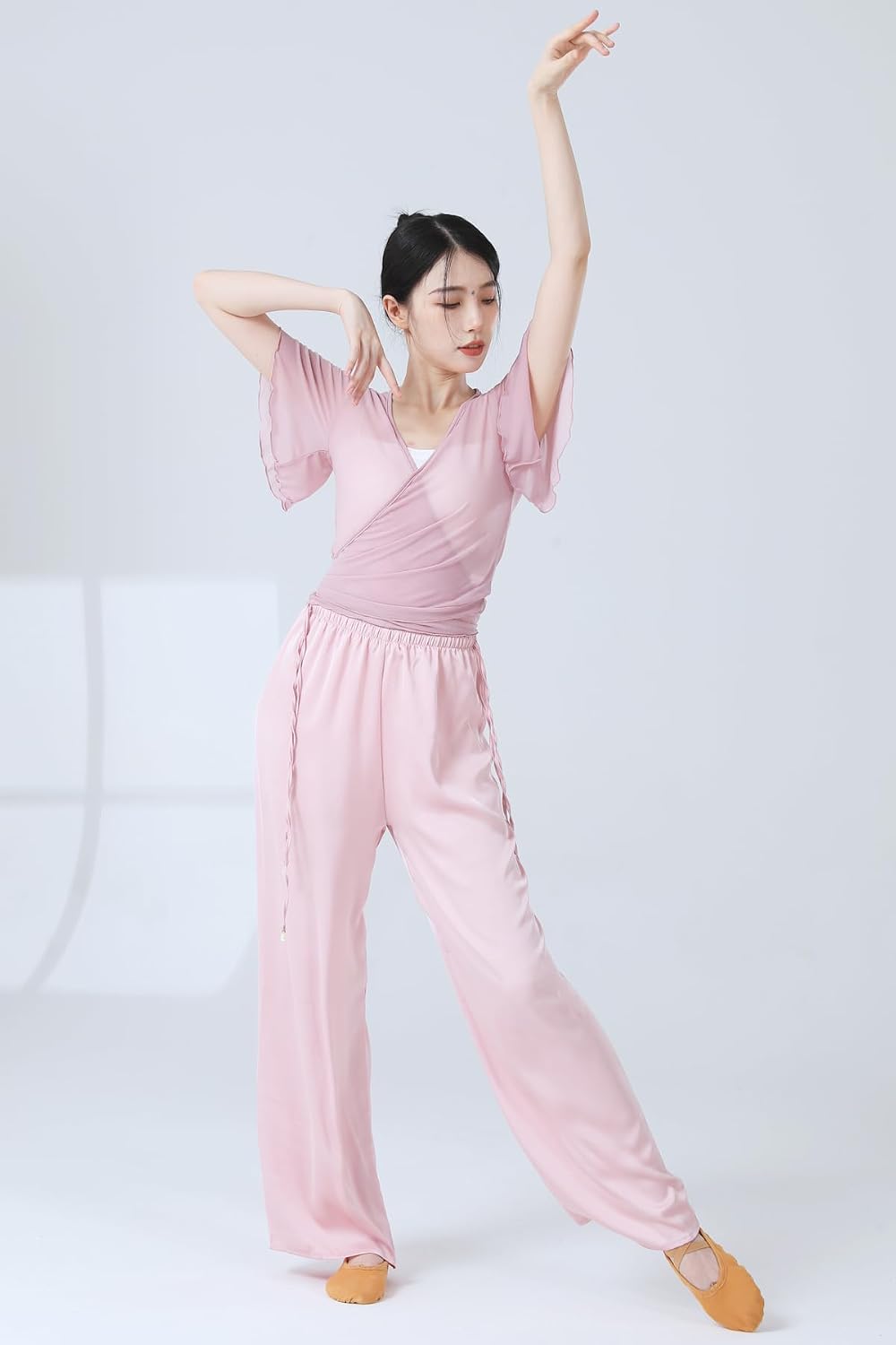 Angcoco Women's Elastic Drawstring Straight Legs Loose Fitting Pants