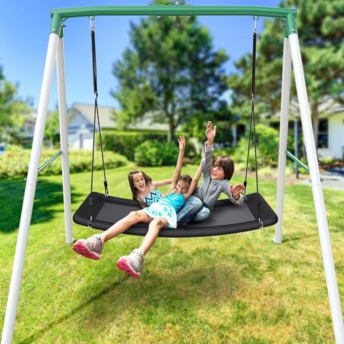 image for Trekassy Swing Sets for Backyard, 440lbs Heavy Duty A-Frame Metal Stan