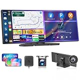 NZACEディスプレイオーディオ10.25インチ Androidシステムを搭載 YouTubeやNetflixが見れる ワイヤレスCarPlay/Androidauto対応ドライブレコーダー機能搭載 前後カメラ同時録画画 スマホ連携表示ナビ 駐車補助 2画面分割 内蔵スピーカー/Googel/Siri音声制御/Type-C/AUX入力/FM