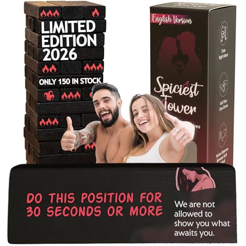 The Sensual Lab New Black Edition - 54 Blocks Couples Games - Spiciest Tower for Adults - Relationships - Pleasing & Funny Challenges - Date Night Couples Games - Valentines Day Gift