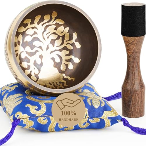 Tibetan Singing Bowls – Hand-Hammered in Nepal, Authentic Meditation Sound Bowls for Yoga, Chakra Healing, Mindfulness & Spiritual Self-Care Gifts for Women