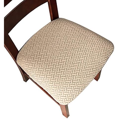 Genina Seat Covers for Dining Room Chair Seat Slipcovers Kitchen Chair Covers (Khaki, 4 Pcs) Cover
