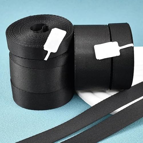 Sangle en Nylon Noir de 5 mètres, Largeur 10-100 mm, pour Sangles de Sacs, Ceintures, Colliers pour Animaux, Sangles de bâches, galons de Couture,Noir,100mm – vue 4