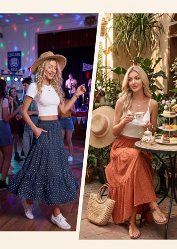 Image of Witsmile High Waist Tiered Skirts for Women Flowy Skirts for Women Long Length with Pockets 2026 Fashion Trendy