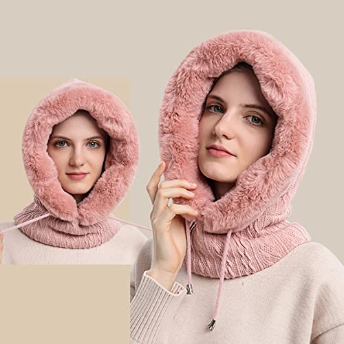 Hat And Scarf Set, Winter Hat Set, Outdoor Cold Mask, Women's Scarf And Hat Set，Scarf Hat And Mask Set For Women(Pink) #TOP2