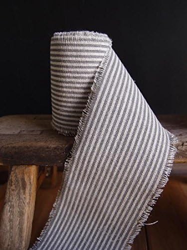 PoshNPretty 1", 2", 3" Striped Fabric Linen Ribbon Unfinished Edges 5 Yards - Colors (Red, 1")