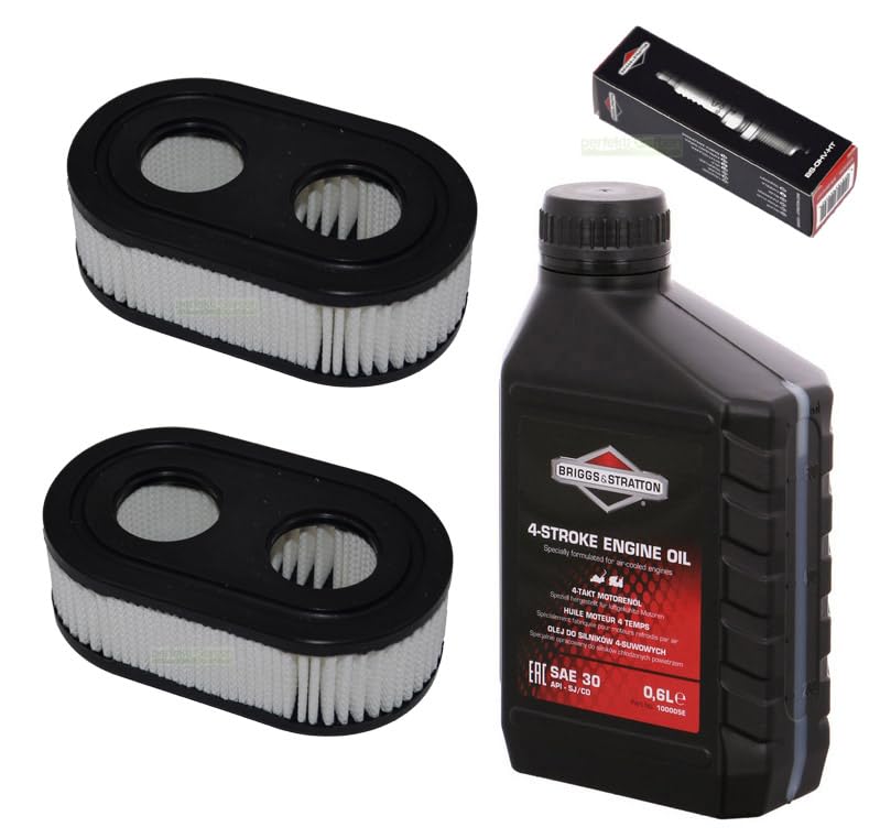 perfektGarten Spark plug + filter + lawnmower oil compatible with Briggs & Stratton B&S BS 625E 650EX 675EXI