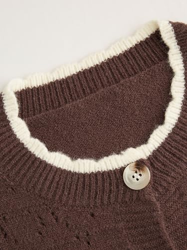 Image of CIDER Cardigan Sweaters for Women Trendy Cute Sweaters Long Sleeve Crew Neck Heart Print Cardigans Spring Fall Outfits