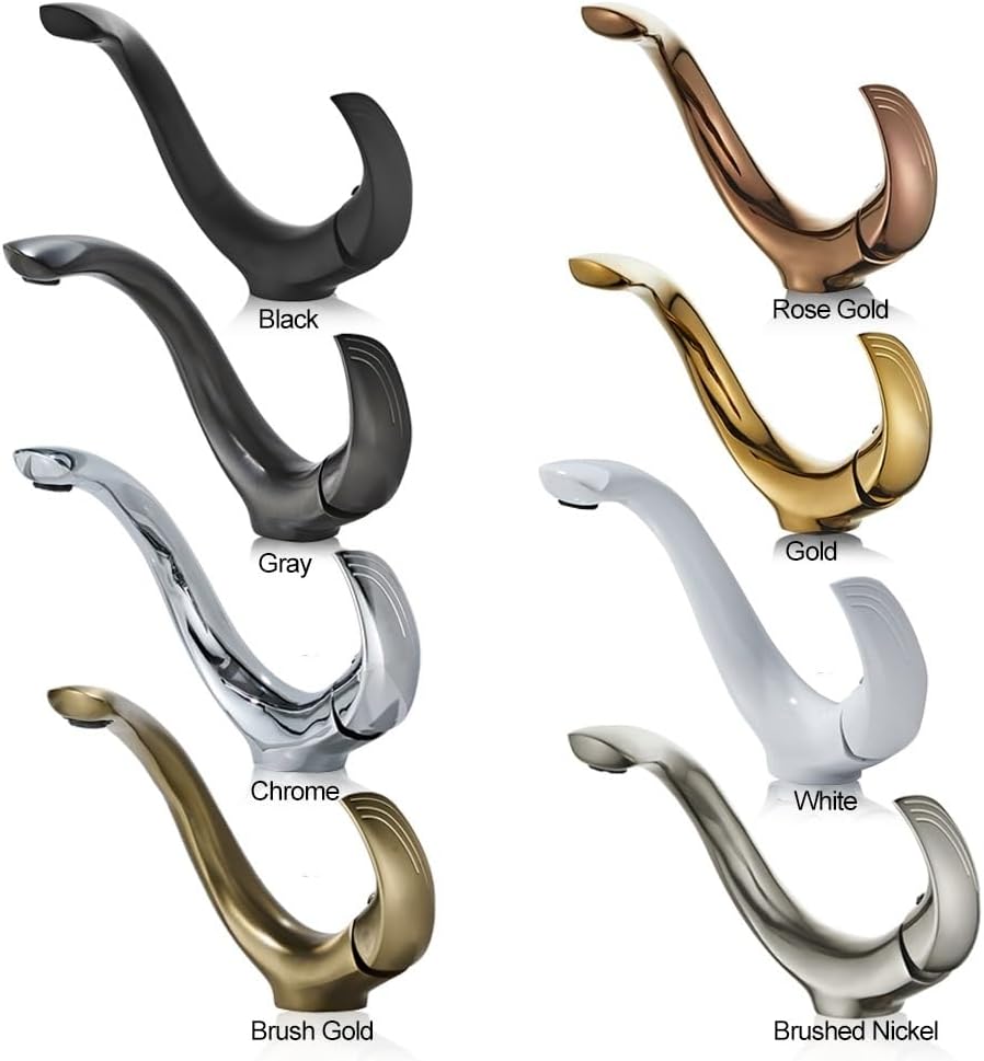 Matte Black Artistic Basin Faucet, Personalized Curved Spout Single Handle Mixer Tap(Brush Gold)