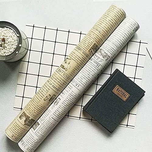 Tanone White Vintage Newspaper Wallpaper 17.7" X 6.5Ft Literature And Art French Language Wallpaper Self Adhesive Peel And Stick Wallpaper For Countertops Cabinets Decorative Dormitory Old Furniture #TOP5