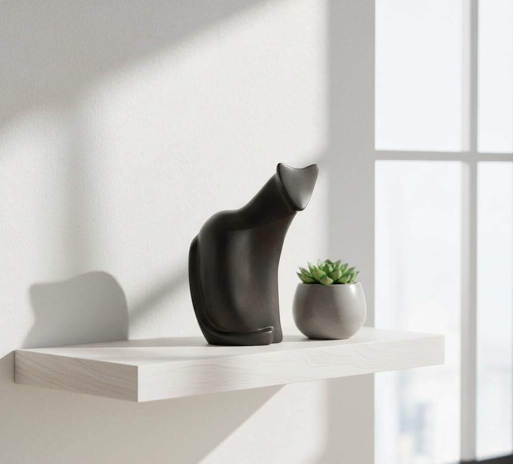 Young's Inc Modern Black Cat Resin Figurine Sculpture, Minimalist Cat Statue Home Decor, Abstract Cat Tabletop Accent for Living Room Shelf Desk Mantel, Contemporary Animal Art Decor, 10 Inch image 2