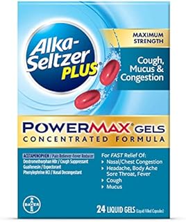 Alka-Seltzer Plus Maximum Strength Cough, Mucus & Congestion Powermax Liquid Gels, 24 Count