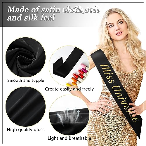 Dreamtop 16Pcs Satin Blank Sash Black Sashes for Pageants Senior Miss America 2026 Sash for Beauty Pageant