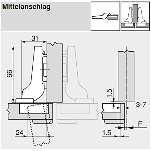 Blum Clip top Blumotion Furniture Hinge Integrated 107 Degree Set Square., 105031141, Silber - Image 3