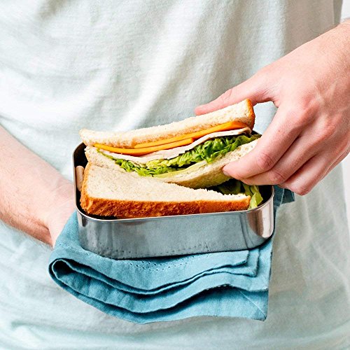 Lunchbots Medium Uno Stainless Steel Sandwich Container - Open Design For Wraps - Salads Or A Small Meal - Eco-Friendly - Dishwasher Safe And Bpa-Free - Stainless Steel #TOP2