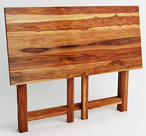 Image of Solid Wood Folding Study Table Laptop Computer Pc Writing Foldable Desk for Home & Office Space Saving Sleek Design (Teak Finish 1, Standard)