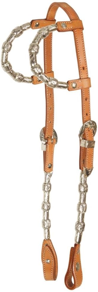 Schneiders Two Ear Silver Plated Concho Western Show Headstall | Premium Argentine Leather | Engraved Silver Trim & Classic Western Style for Horses