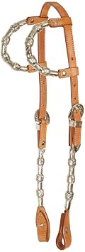 Schneiders Two Ear Silver Plated Concho Western Show Headstall | Premium Argentine Leather | Engraved Silver Trim & Classic Western Style for Horses