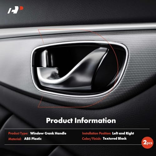 Image of A-Premium 2 Pcs Window Crank Handles Compatible with Ford F-150 Heritage, F-250 /F-350 /F-450 /F-550 Super Duty, E-150, E-250, Ranger & Lincoln Mark LT & Mazda B2300, Textured Black, Left and Right Side