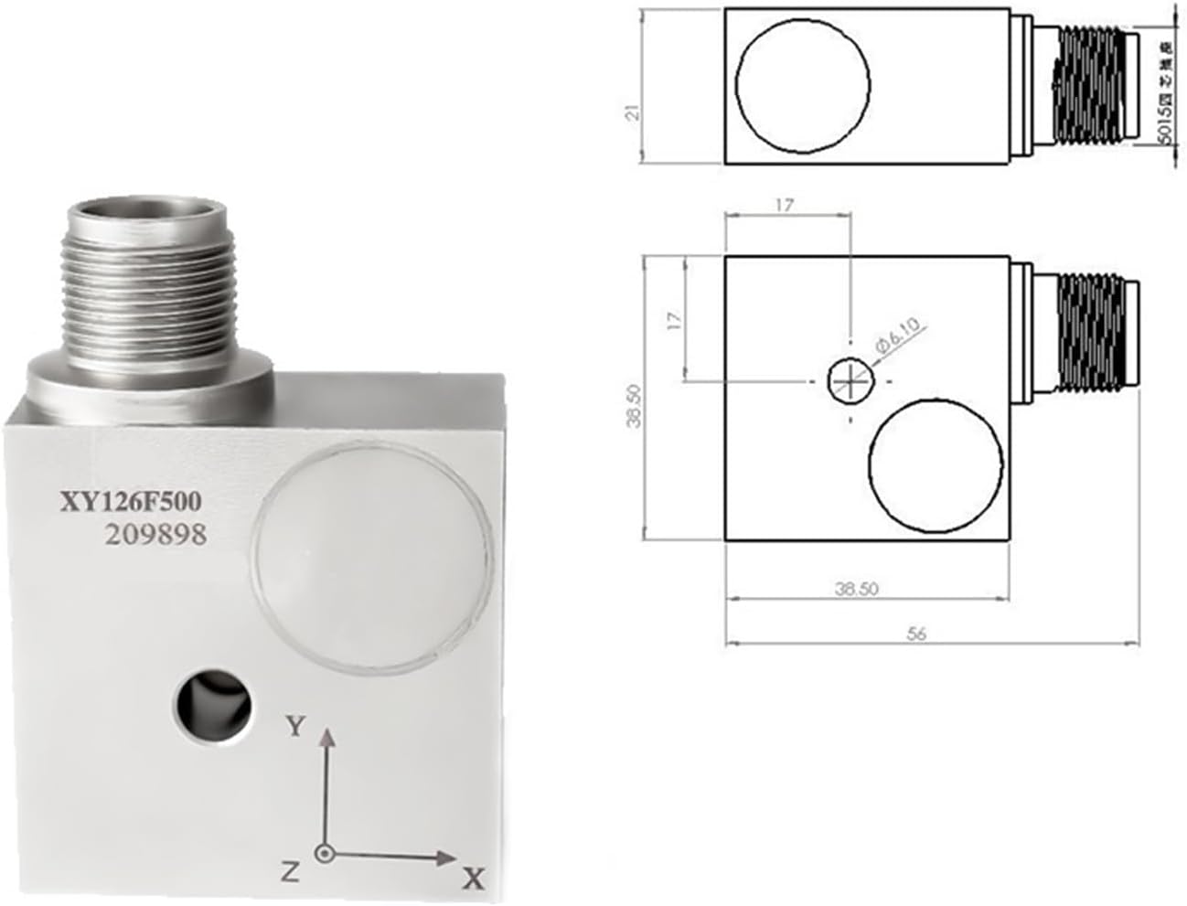 DEBLAN Vibration Acceleration Sensor Vibration XY126F500 Three-axis Voltage Detection Module piezoelectric Sensor Measurement Range ±10g Sensitivity 500mV/g