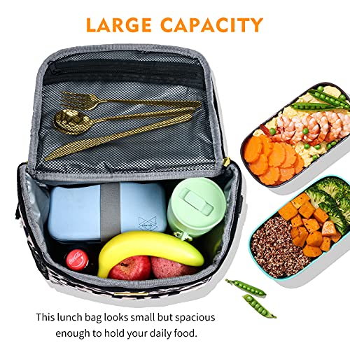 Women Insulated Lunch Bag, Large Lunch Tote Bag With Detachable Shoulder Strap And Buckle Handle Leopard #TOP5