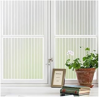 KROMAPOLIS Folia maskująca na okno Reeded Frosted Window Vinyl 3D dekoracyjne naklejki okienne nieprzylepne do łazienki salonu, 44,5 x 200 cm