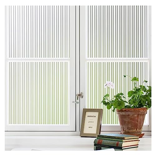 KROMAPOLIS Privacy Window Film - Frosted Opaque Glass Films, Linear Decorative Windows Covering Decals, Anti-UV, No Glue Static Cling, for Home Bathroom Living Room, 60 x 200 cm