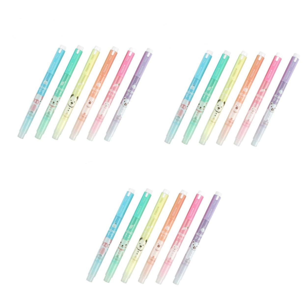 Lurrose 18pezzi Evidenziatori Doppi Fluorescente Marcatori Per e Scuola Per Note e Creativi