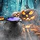 Dhqkqg Halloween Hexenkessel Nebelmaschine, Hexenkessel Rauchmaschine mit 12 LED Farbwechselnde Licht, Halloween Nebler Nebelmacher, Hexenkessel-Nebelmaschine für Halloween Party, Spukhaus, Teich