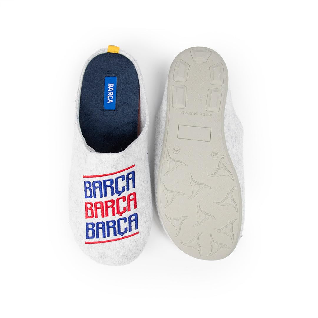 MARPEN SLIPPERS, Zapatillas de Casa de Invierno Oficiales del FC Barcelona de Fútbol de Fieltro con Lema Barça para Hombre o Mujer