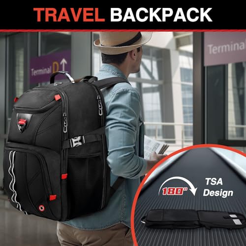 Image of Z-MGKISS Extra Large Travel Laptop Backpack,XXXL Gaming Backpack, 18.4 inch TSA Friendly College Daypack Big Capacity Heavy Duty Business Suitcase Daypack Bag Port for Men /Women-Black
