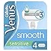 Gillette Venus Smooth Sensitive Ersatzklingen Für Frauen x4 Mit 3 Sich Der Körperkontur Anpassenden Klingen