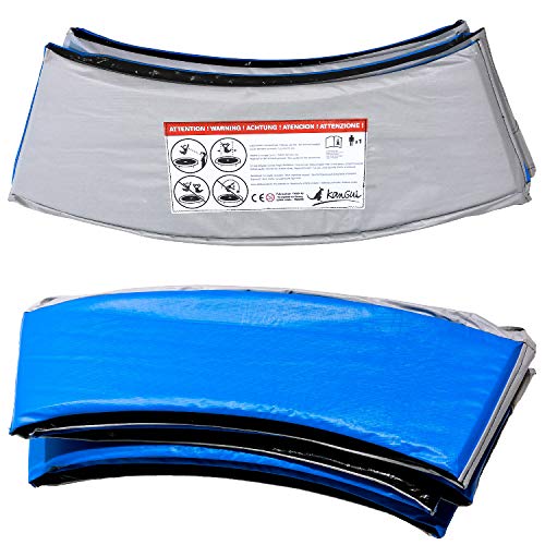 Kangui  Cojín de protección azul y gris para cama elástica de 250  300  360  30 cm de diámetro, azul y gris, 4,30 m