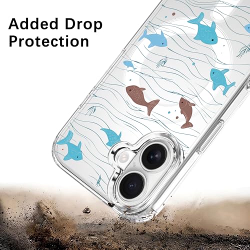 Coque iPhone 16 antichoc transparente vagues mer magnétique
