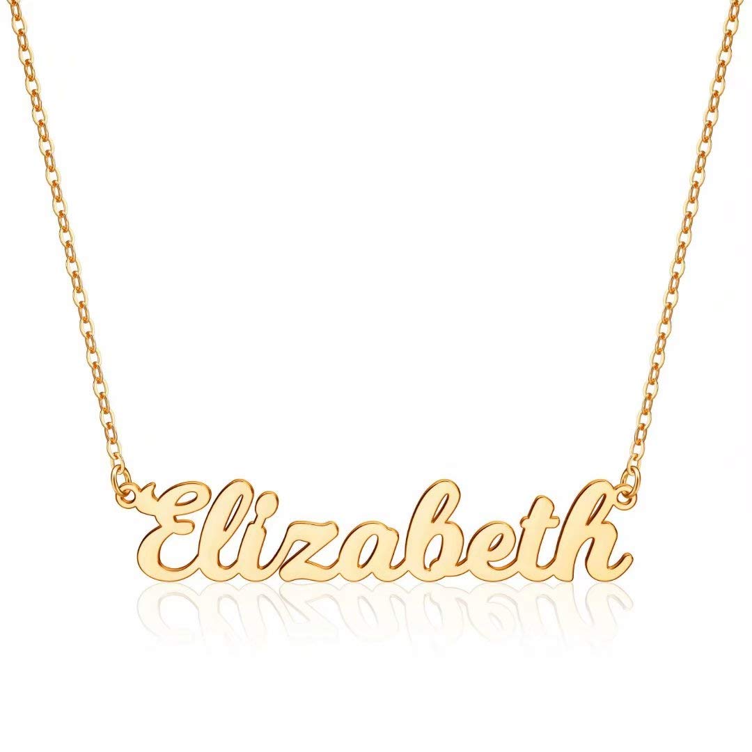 UrsteelCustom Name Necklace Personalized, 14K Gold Plated Personalized Name Necklace Dainty Name Plate Necklace Jewelry Personalized Gifts for Women