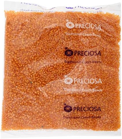 Czech Glass Seed Beads 11/0 (2.1mm Diameter) Transparent Light Orange Matte AB DIY Jewelry Making Beadss - 250g Bulk Bag by Preciosa (Jablonex)
