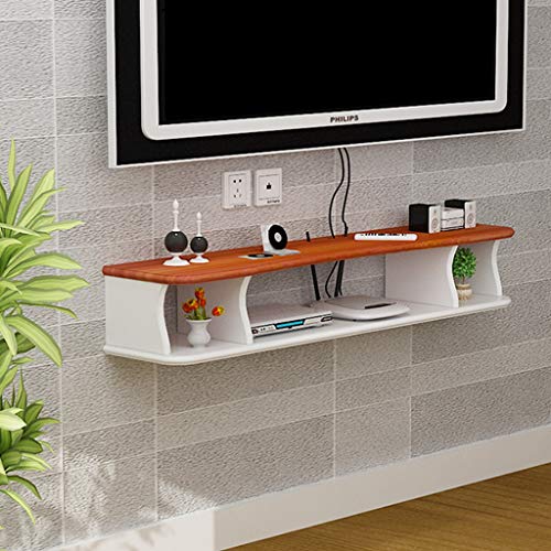 Wandkonsole for TV-Medienkonsole for WLAN-Router TV-Box Set-Top-Box-Streaming-Gerät for Spielautomaten Wand Bücherregal (Color : White+Brown,