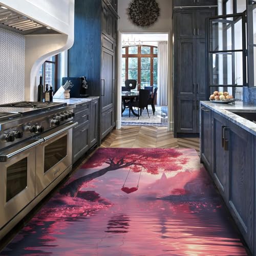 Tapis rose motif arbres et rivières, le cadeau de Saint-Valentin idéal