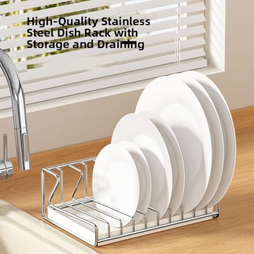 Escurridor de platos inoxidable 304 con bandeja de drenaje para encimera 7
