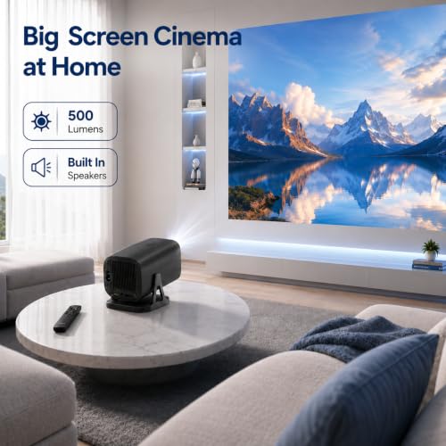 Image of AILKIN |Smart Projector 4K Ultra HD| Supported with Android 14, WiFi 6 & Bluetooth 5.0, 500 ANSI HD 1080P Portable Projector for Room, 120 inch Display, Screen Cast & 8W Speaker