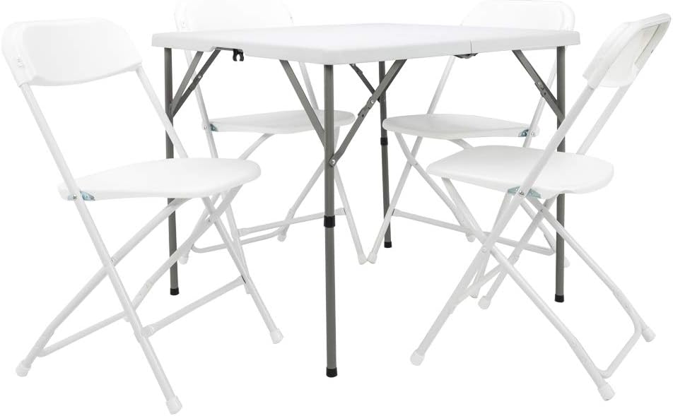 Generic 34"" Fold in Half Square Table, Portable Plastic Dining Card Table for Kitchen or Outdoor Party Wedding Event, White