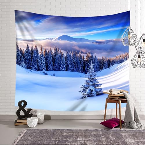 Tapiz de pared decorativo de bosque invernal para transformar el ambiente de tu dormitorio 4