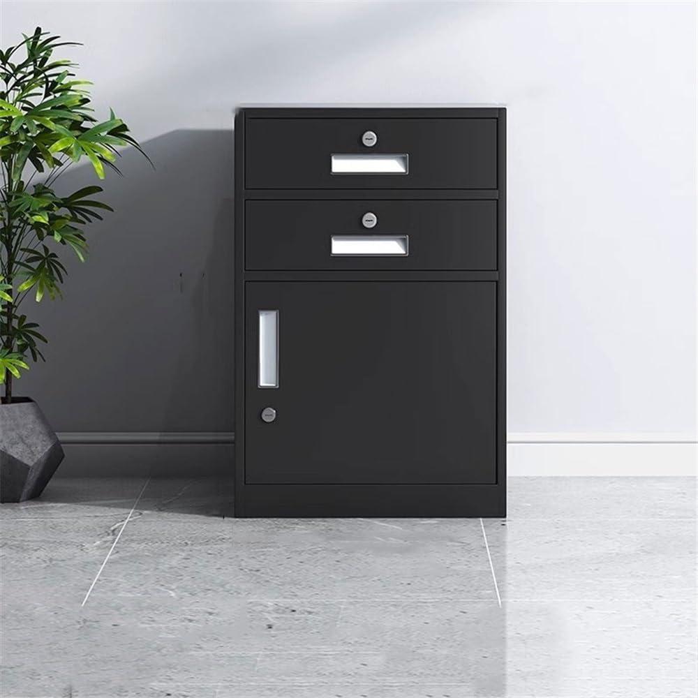 3 Tier Large Capacity File Cabinet, Office Data Organization Cabinet, Balcony Storage Cabinet with Locks File Storage Cabinets (Black)