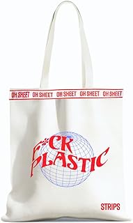 STRIPS Oh Sheet Reusable Canvas Tote Bag 16x16 – Heavy Duty 55lbs Capacity – Premium 6oz Cotton – Eco-Friendly, Stylish, Durable – Shopping, Work, DIY, Gift Bag (1 Pack)