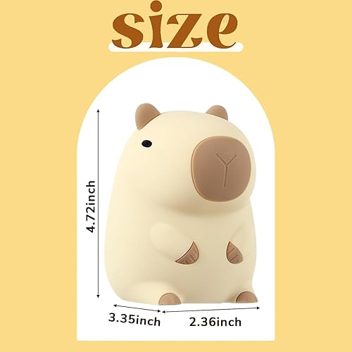 Miniatura 4 de MICLETT Capybara - Luz nocturna portátil, recargable por USB, lámpara de control táctil, luz nocturna de silicona con función de temporizador para