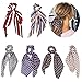 Produktbild Genglass Hair Scrunchies Schleifenstreifen Schal Haargummis Polyester Grau Haarschmuck für Frauen Mädchen 6PCS